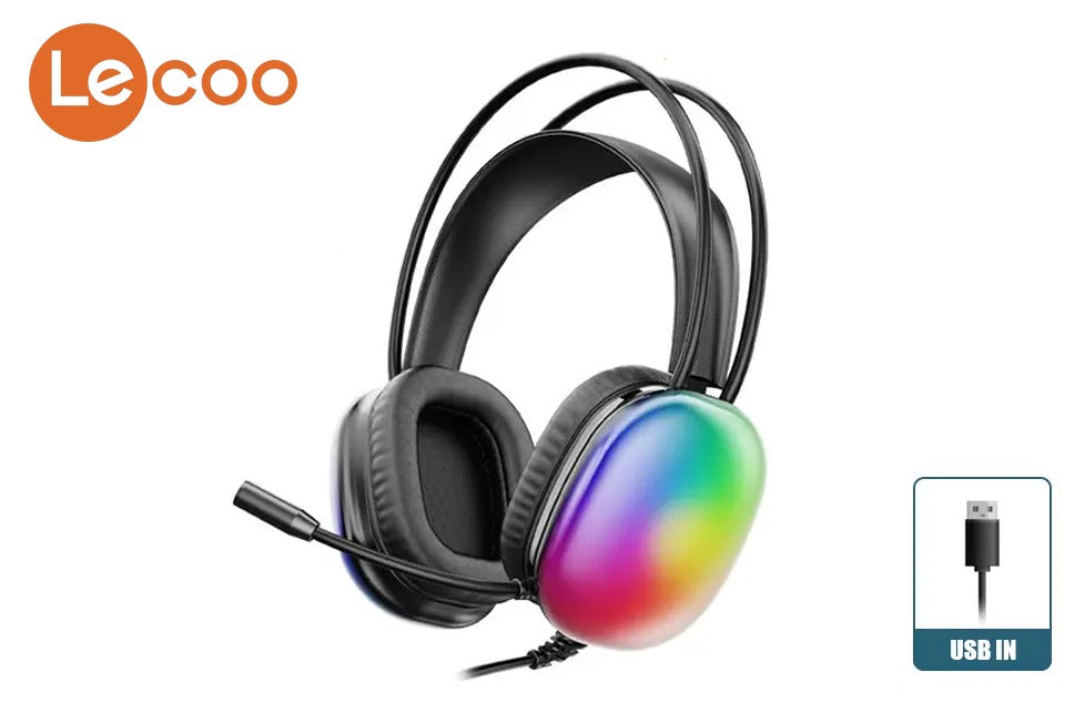 LENOVO LECOO HT410 Wired Gaming Headset LED Light USB 7.1 Surround Sound Desktop PC Headphone with Microphone